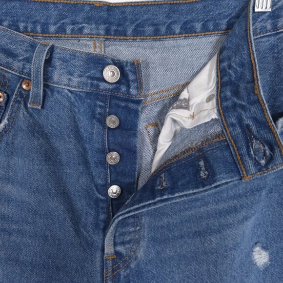 LEVI’S PREMIUM 501 Women’s Button Fly Distressed Jeans Straight Cotton 30x30 - Picture 11 of 16